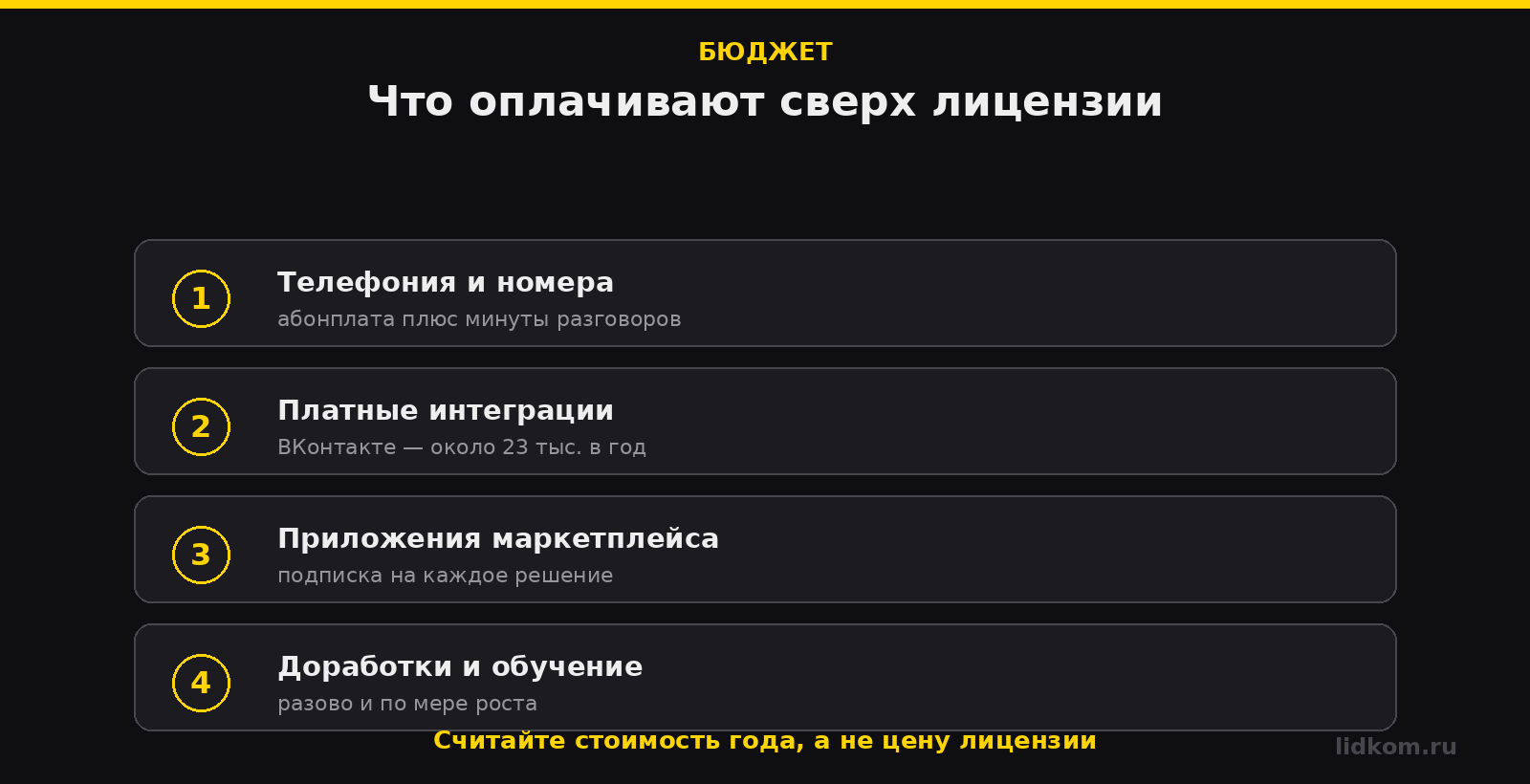 Статьи расходов на Битрикс24 сверх лицензии портала