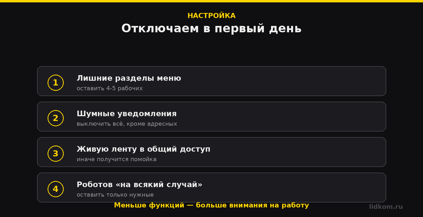 Четыре вещи, которые отключаем в первый день работы с порталом